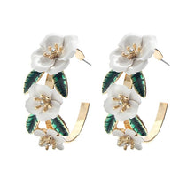 Load image into Gallery viewer, Fleur* - Floral Embellished Hoop Earrings
