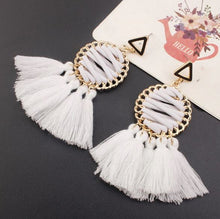 Load image into Gallery viewer, Sasha - Faux Leather Laced Tassel Earring
