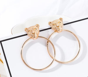 Alexa - Gold Leopard Hoop Earrings