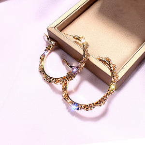 Aria - Glitter Interlace Gold Hoop Earrings