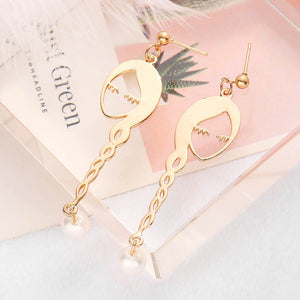 Bella - Gold Doll Face Dangle Earrings (Petite)