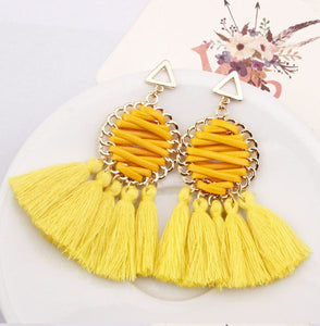 Sasha - Faux Leather Laced Tassel Earring