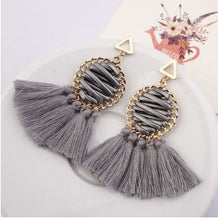 Load image into Gallery viewer, Sasha - Faux Leather Laced Tassel Earring
