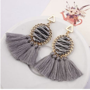 Sasha - Faux Leather Laced Tassel Earring