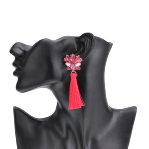 Estelle - Crystal Gem Tassel Earrings