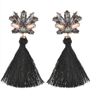 Estelle - Crystal Gem Tassel Earrings