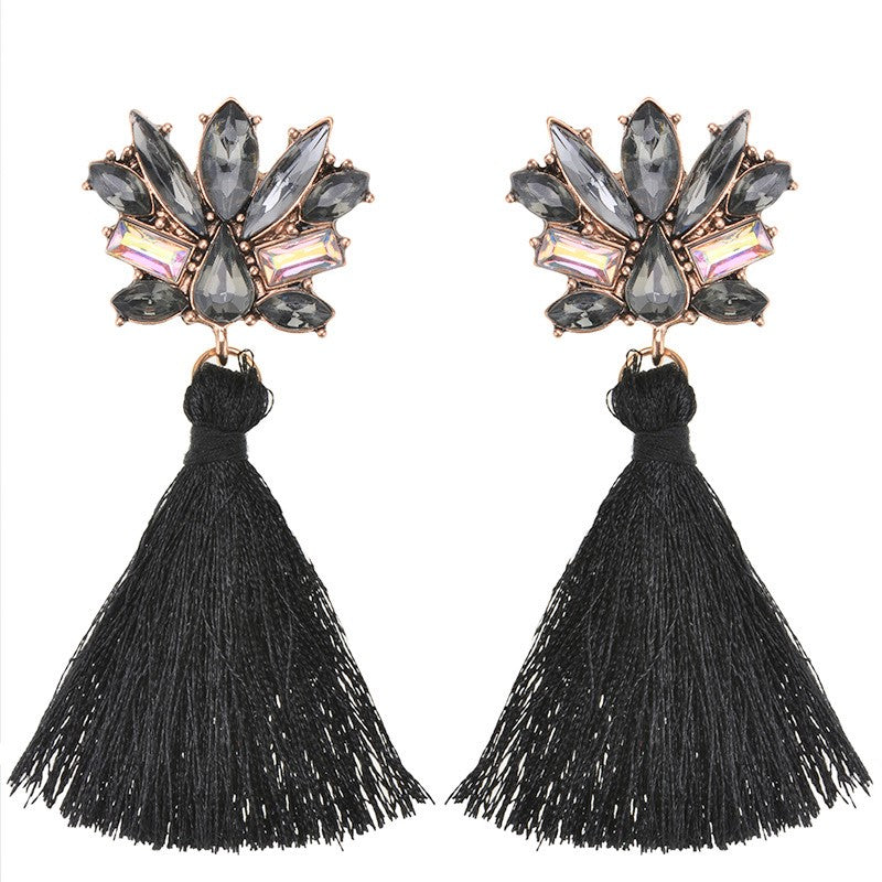 Estelle - Crystal Gem Tassel Earrings