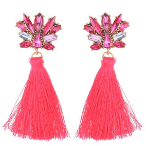 Estelle - Crystal Gem Tassel Earrings