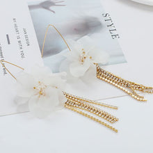 Load image into Gallery viewer, Bridgett - White Floral Diamante Drop Earrings
