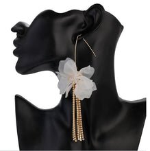 Load image into Gallery viewer, Bridgett - White Floral Diamante Drop Earrings
