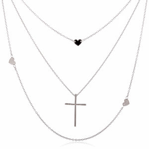 Faith - Cross & Hearts Layered Necklace