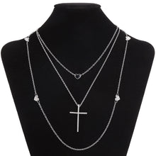 Load image into Gallery viewer, Faith - Cross &amp; Hearts Layered Necklace
