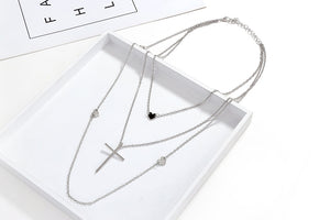 Faith - Cross & Hearts Layered Necklace