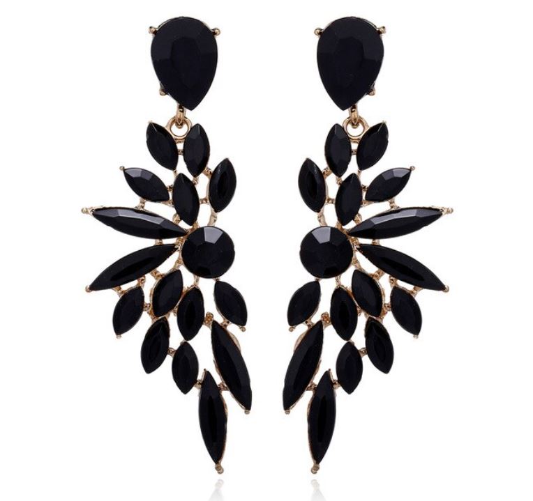 Francesca - Jet Black Drip Crystal Earrings