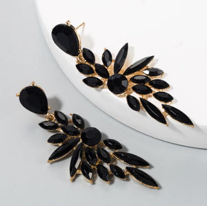 Francesca - Jet Black Drip Crystal Earrings