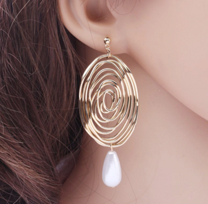 Freya - Gold Swirl Drop Earring