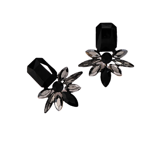 Gia - Jet Black Crystal Earrings (Petite)