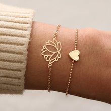 Load image into Gallery viewer, Harmony - Minimalist Lotus Charm Bracelet
