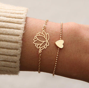 Harmony - Minimalist Lotus Charm Bracelet