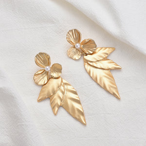 Hope - Gold Petals Drop Earrings