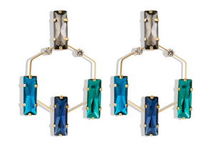 Iris - Crystal Hexagon Drop Earrings