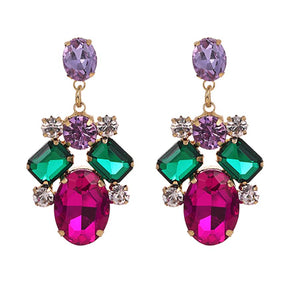 Janelle - Gemstone Diamante Stud Earrings