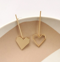 Load image into Gallery viewer, Katie - Gold Heart Dangle Earrings
