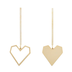 Katie - Gold Heart Dangle Earrings