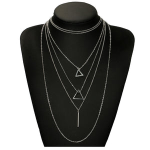 Larissa - Layered Silver Pyramid Necklace