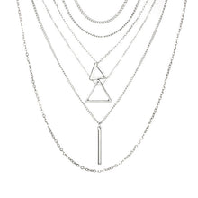 Load image into Gallery viewer, Larissa - Layered Silver Pyramid Necklace
