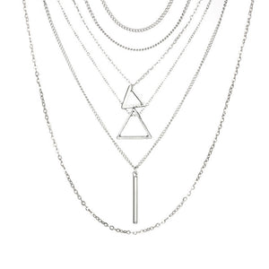 Larissa - Layered Silver Pyramid Necklace