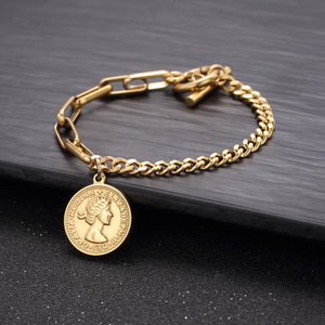 London - Queen Elizabeth Coin Charm Bracelet