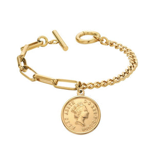 London - Queen Elizabeth Coin Charm Bracelet