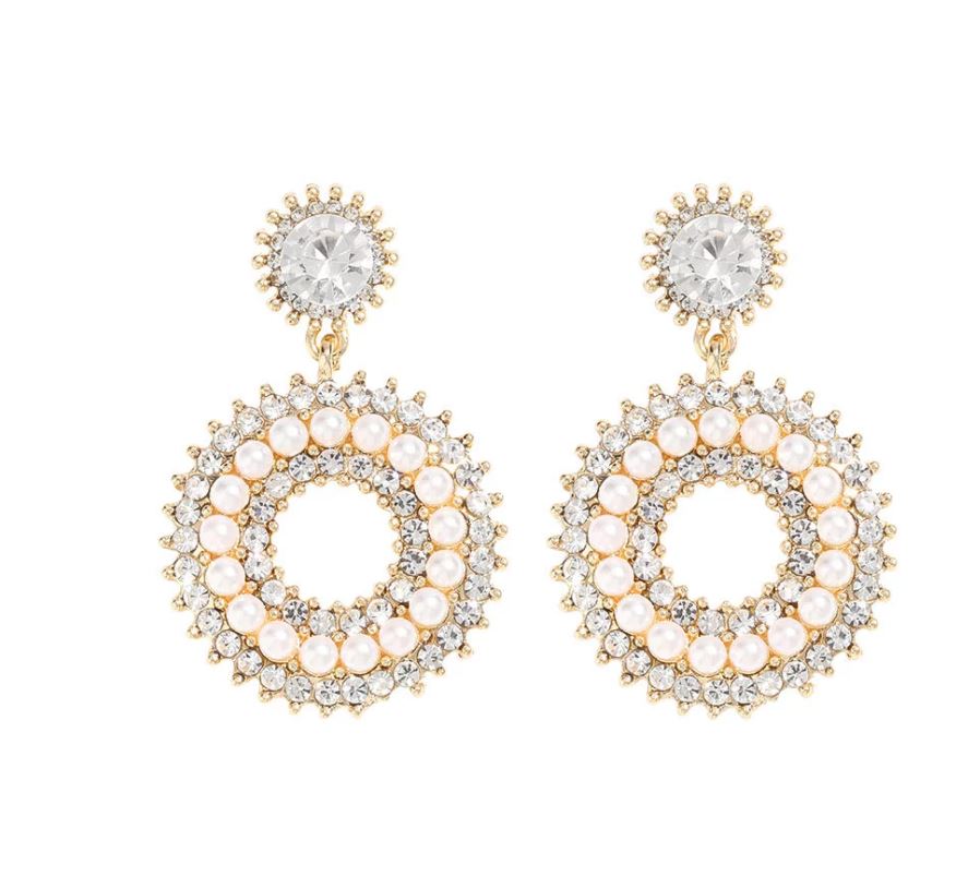 Roxy - Circular Pearl Diamante Earrings