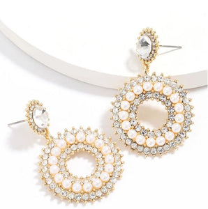 Roxy - Circular Pearl Diamante Earrings