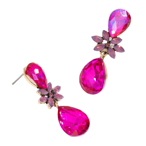 Nadia - Bubblegum Pink Crystal Drop Earring