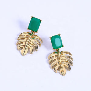 Saige - Gold Leaf Earrings