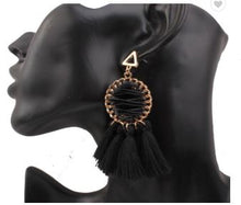 Load image into Gallery viewer, Sasha - Faux Leather Laced Tassel Earring
