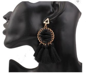 Sasha - Faux Leather Laced Tassel Earring