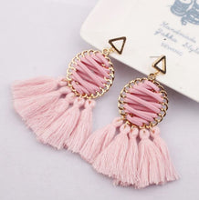 Load image into Gallery viewer, Sasha - Faux Leather Laced Tassel Earring
