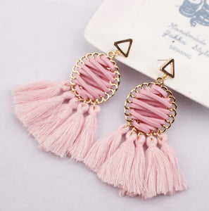 Sasha - Faux Leather Laced Tassel Earring