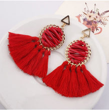 Load image into Gallery viewer, Sasha - Faux Leather Laced Tassel Earring
