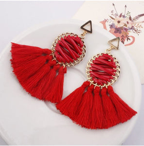 Sasha - Faux Leather Laced Tassel Earring