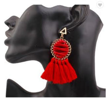 Load image into Gallery viewer, Sasha - Faux Leather Laced Tassel Earring
