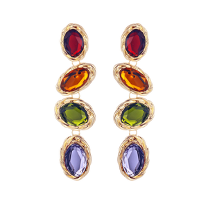 Serene - Oval Gemstone Drop Earrings