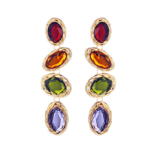 Serene - Oval Gemstone Drop Earrings