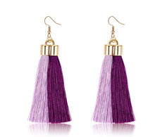 Load image into Gallery viewer, Fuchsia - Two Toned Drop Tassel Earrings
