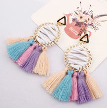 Load image into Gallery viewer, Sasha - Faux Leather Laced Tassel Earring
