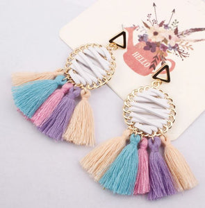 Sasha - Faux Leather Laced Tassel Earring