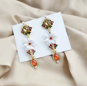 Vera - Vintage Pearl Floral Drop Earrings